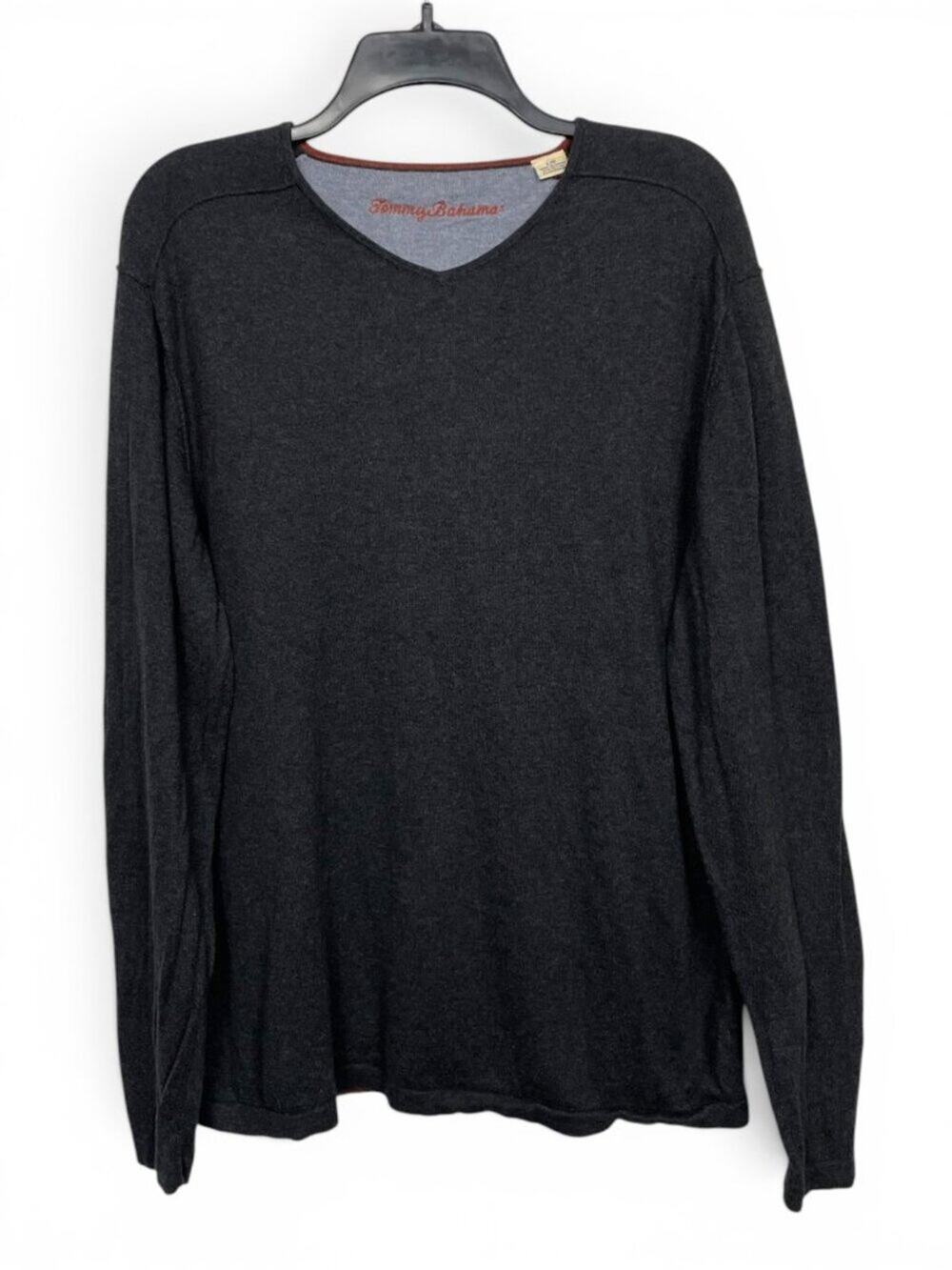 Tommy Bahama Cashmere cotton blend long sleeve sweater v-neck top grey Large